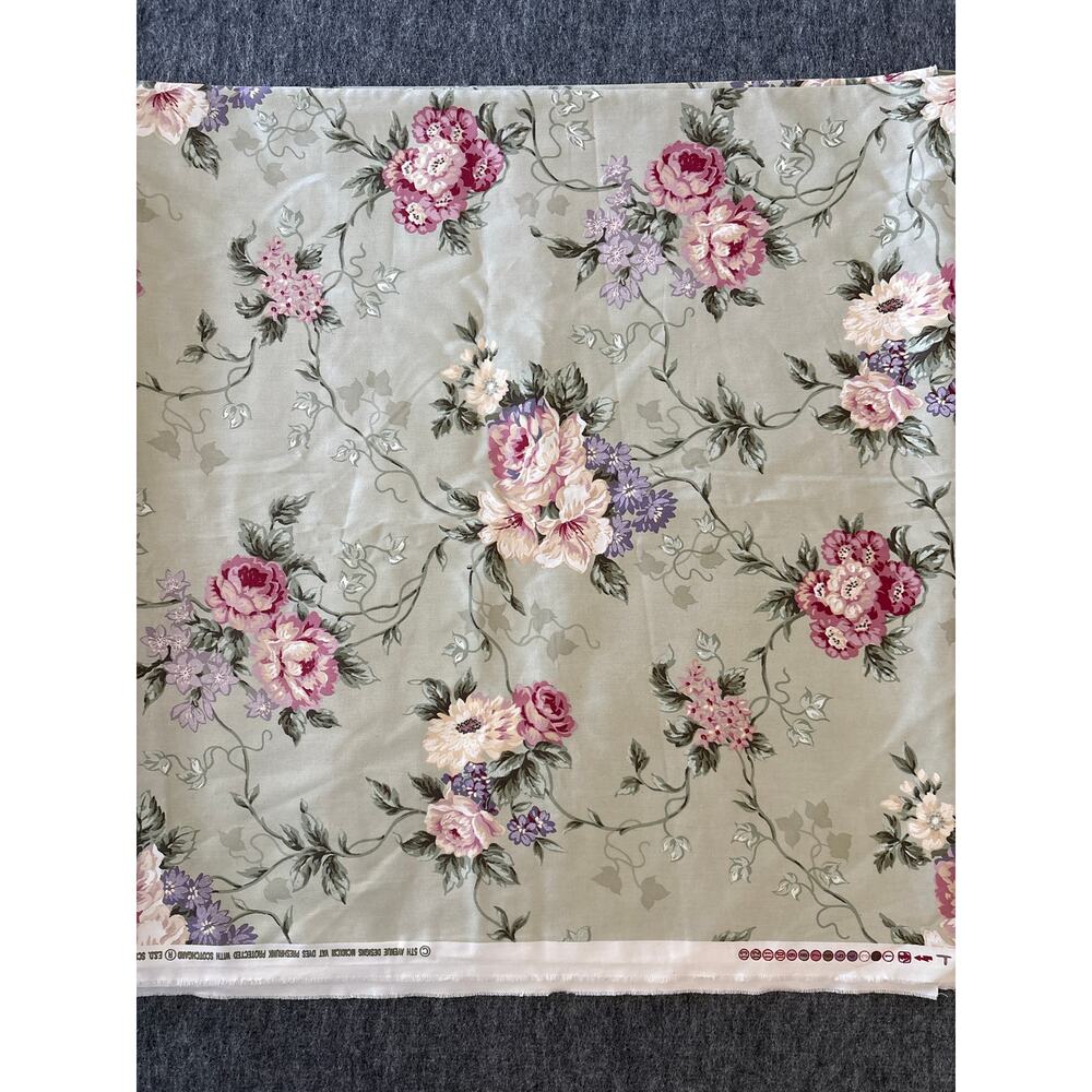 5th Avenue Designs Fabric 3x1.5‎ Yards of Green Pink Floral Home Decor Fabric